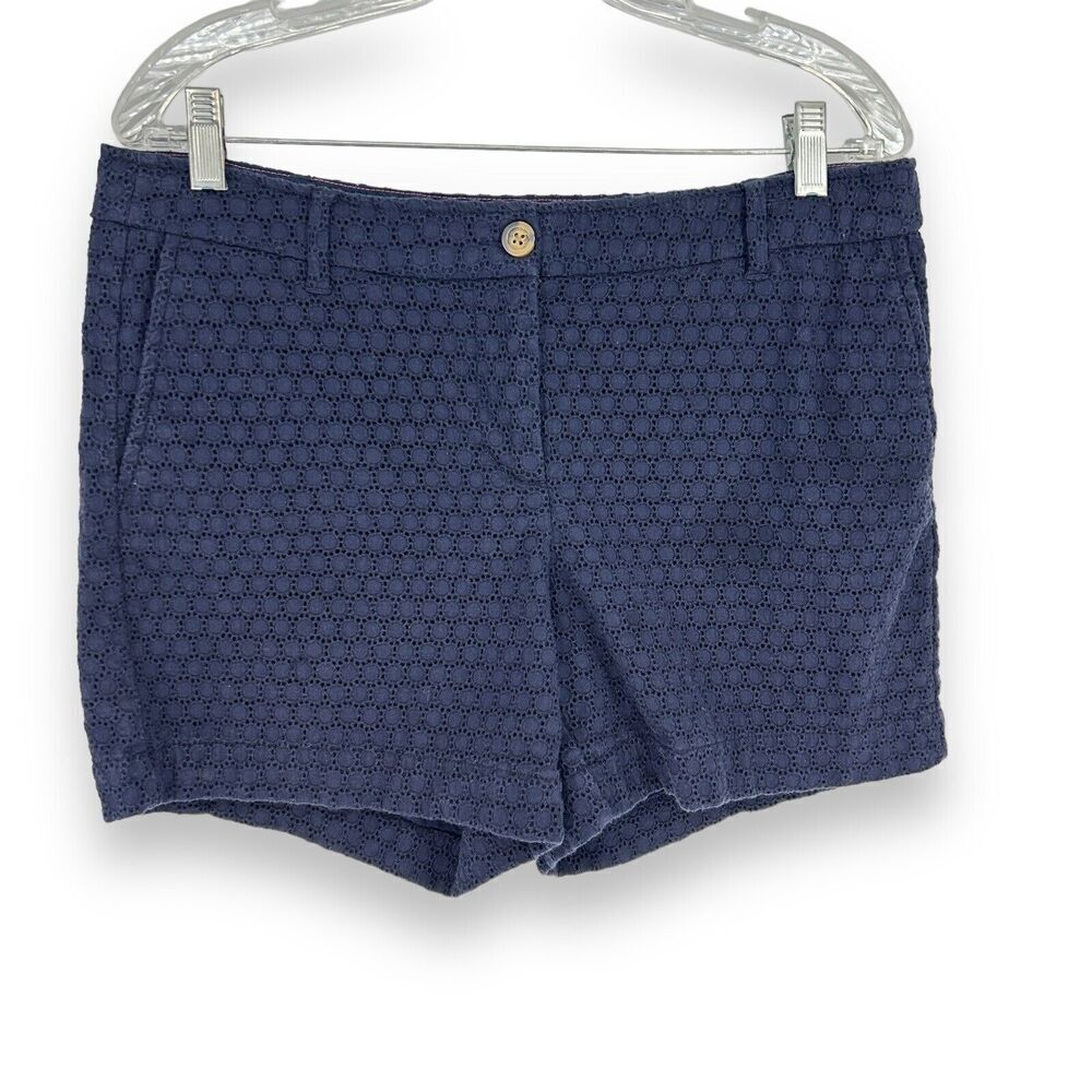 Textured Navy Eyelet Women's Shorts
